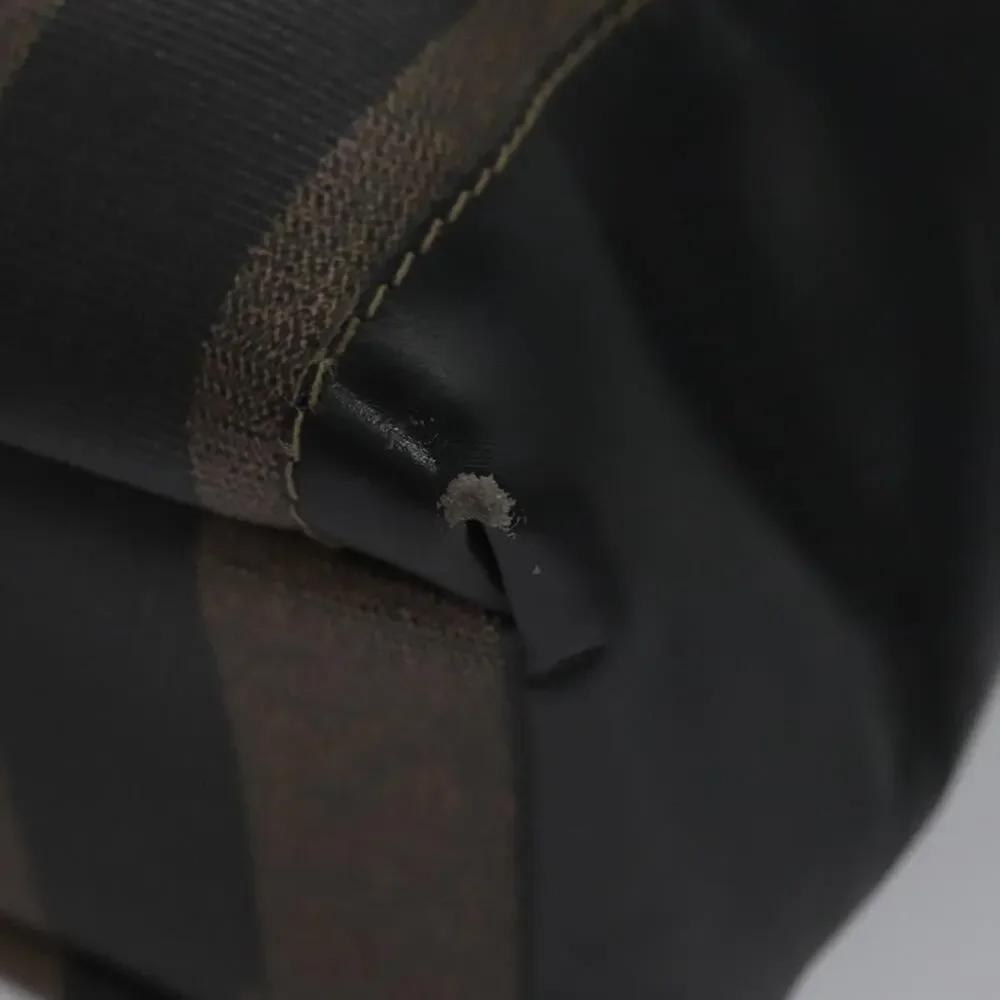 Fendi Pequin Canvas Tote Bag Brown Black